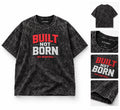 Playera Built Not Born EHA Basketball - acid wash negra con gráfico rojo y blanco