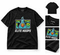 Playera In The Lab Elite Hoops - negra con gráfico colorido de baloncesto